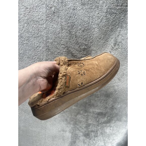 Y2K Vtg Rocket Dog Women’s 7.5 Suede Tan Fuzzy Clogs Chunky 2000s suede Leather - Picture 2 of 7